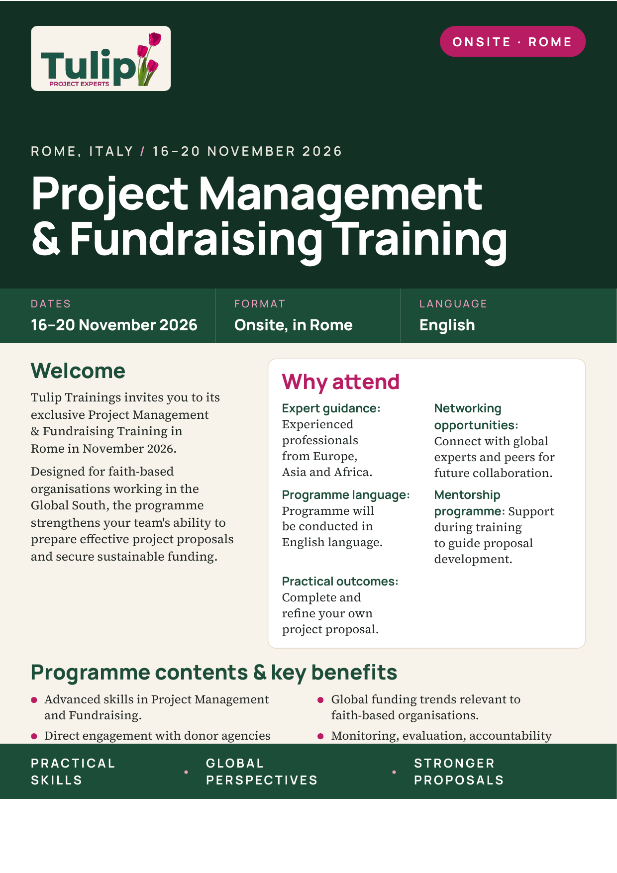 Project Management & Fundraising Training, Rome β poster