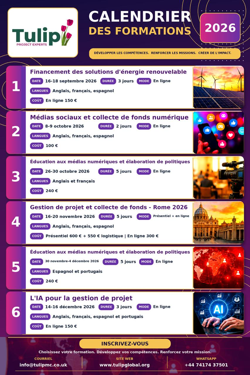 Calendrier des formations 2026