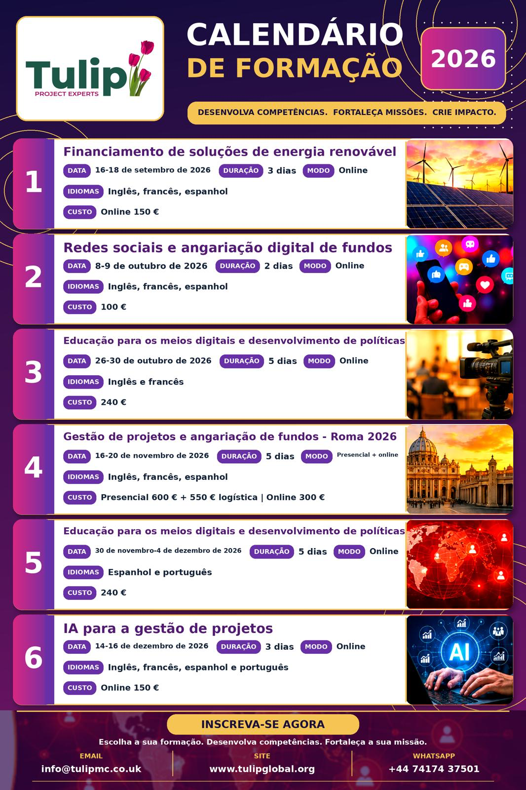 Calendário de formação 2026